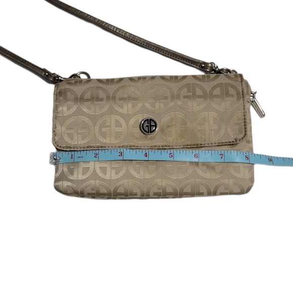 Gianni Bernini Crossbody/Wristlet Zip Top GB Logo Purse Gold Silver Hardware - Picture 4 of 16